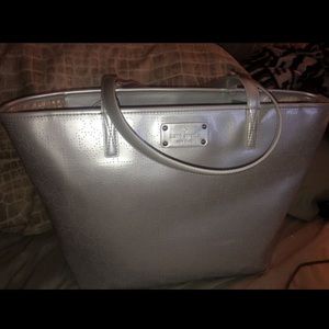 Kate Spade Small Harmony Metro Spade Silver Purse